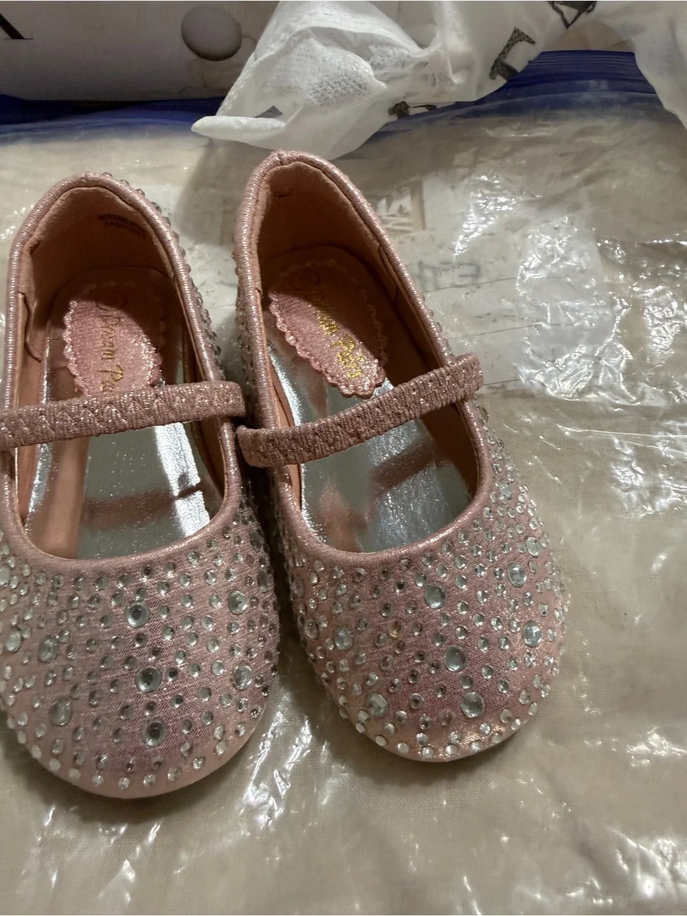 Dream Pairs Girls Blush Pink Crystal Mary Jane Flats